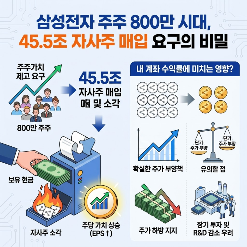 삼성전자 소액주주 800만 명인데 왜 주가는 제자리일까? 3가지 대응 전략과 자사주 요구 총정....