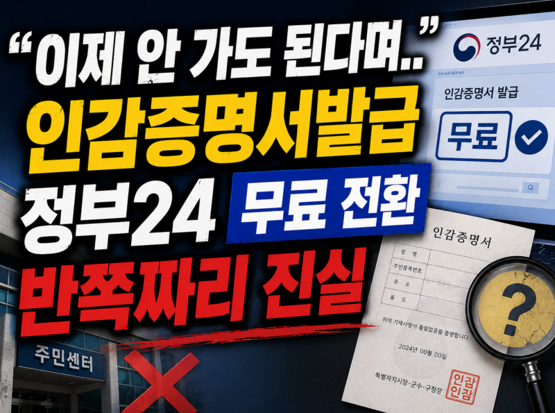 "이제 안 가도 된다며.." 인감증명서발급 정부24 무료 전환의 반쪽짜리 진실