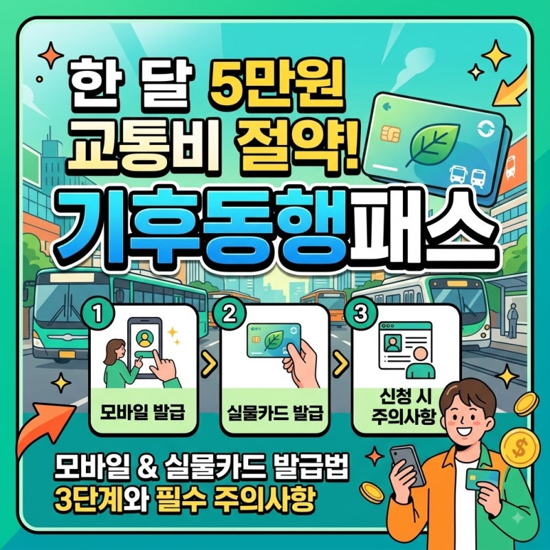 한 달 교통비 5만원 아끼는 기후동행패스 실물카드 및 모바일 발급방법 3단계와 신청 시 주의....