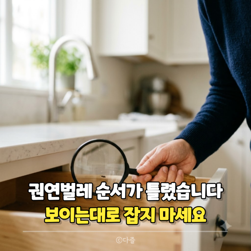 권연벌레 보이는 족족 잡고 있다면 순서가 틀렸습니다
