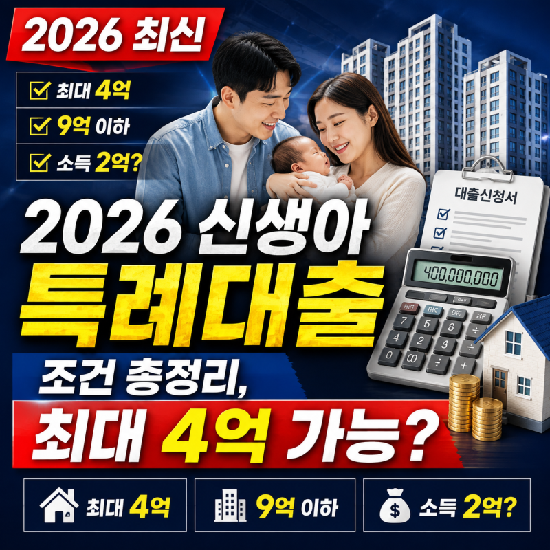 2026 신생아 특례대출 조건 총정리, 최대 4억 가능? 소득·금리·9억 집 기준까지