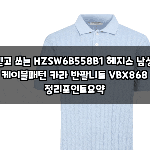 믿고 쓰는 HZSW6B558B1 헤지스 남성 케이블패턴 카라 반팔니트 VBX868 정리포인트요약