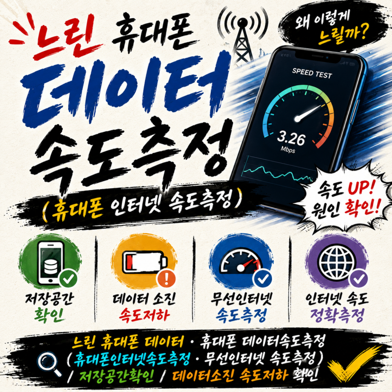 느린 휴대폰 데이터 속도측정(휴대폰인터넷속도측정)/저장곰간확인_카카오톡 저장공간 정리....