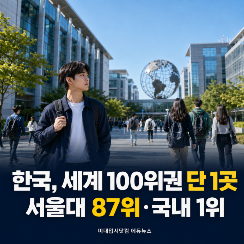 2026 세계대학순위, 서울대 87위 국내 1위…한국은 세계 100위권 단 1곳 연세대 고려대 성균관대....