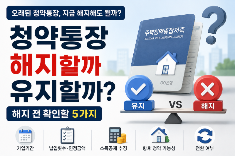 청약통장 해지할까 유지할까? 오래된 통장 해지 전 확인할 5가지