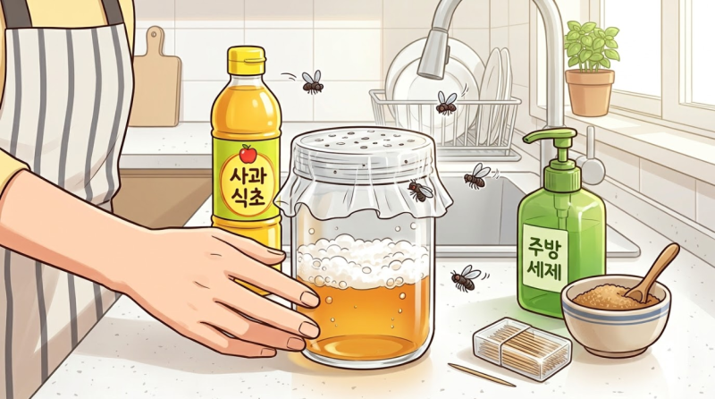 초파리 트랩 만들기 주방 날파리 박멸 식초 세제 황금비율