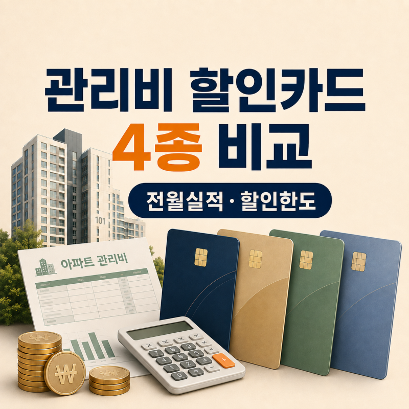 2026 아파트 관리비 할인카드 4종 비교｜전월실적·할인한도 총정리