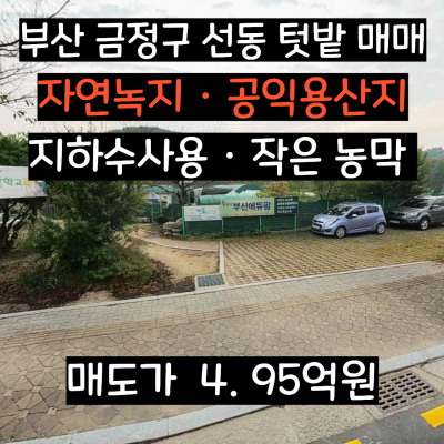 [부산 금정구 토지 매매] 선동 자연녹지 텃밭 차량진입 지하수완비 농막있음