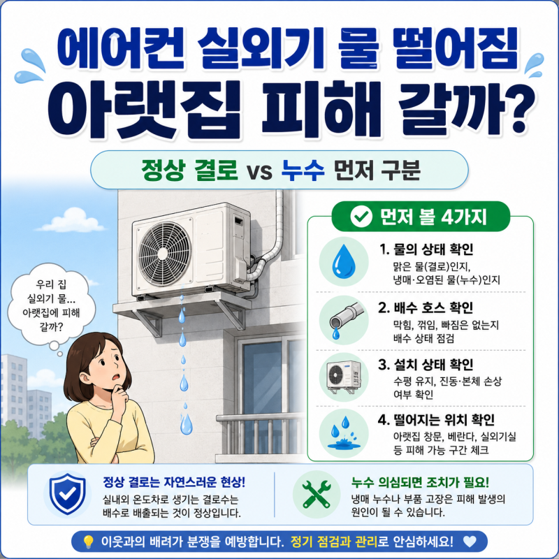 에어컨 실외기 물 떨어짐 아랫집 민원, 고장일까? 먼저 볼 4가지