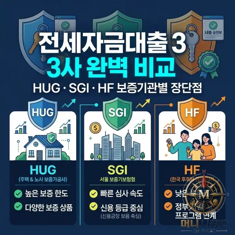 전세자금대출 종류 비교: HUG, SGI, HF 보증기관별 장단점 [부동산 기초편 20강]