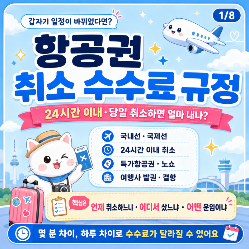 항공권 취소 수수료 규정｜24시간 이내·당일 취소하면 얼마 내나?