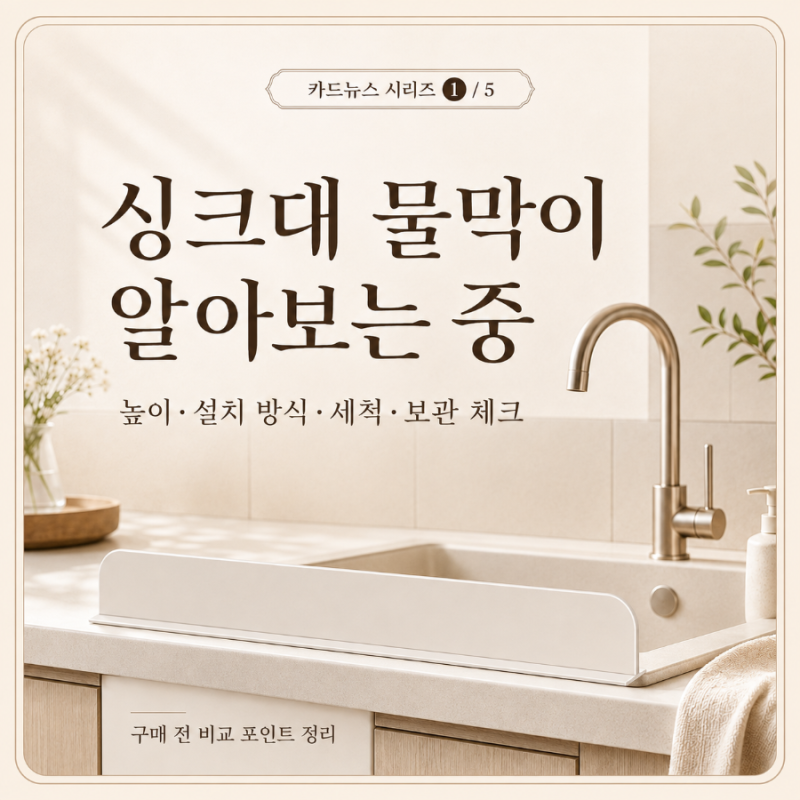싱크대 물막이 알아보는 중｜높이·밀착 방식·세척·보관 구매 전 체크