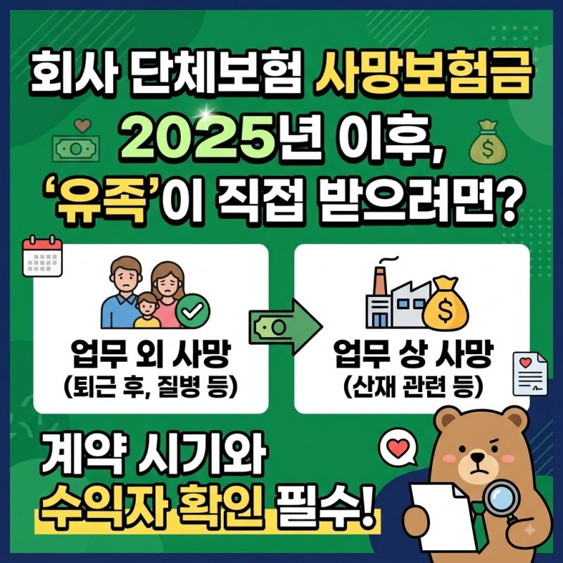 회사 단체보험 사망보험금, 유족이 받을 수 있을까｜2025년 이후 계약 확인법