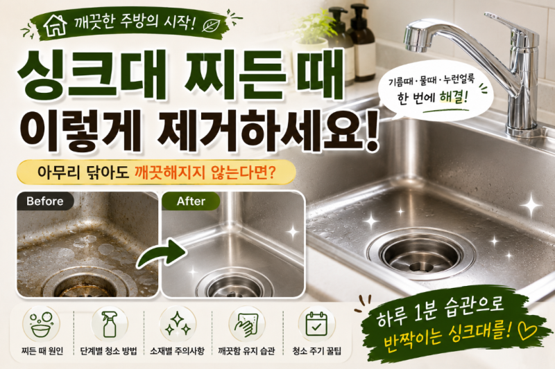 싱크대 찌든 때 제거 방법, 아무리 닦아도 깨끗해지지 않는다면?