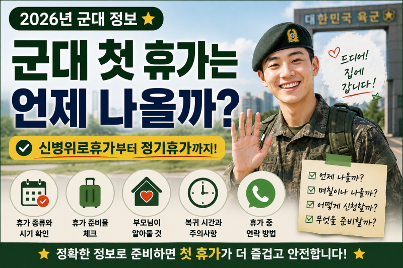2026년 군대 첫 휴가는 언제 나올까?｜신병위로휴가부터 정기휴가까지