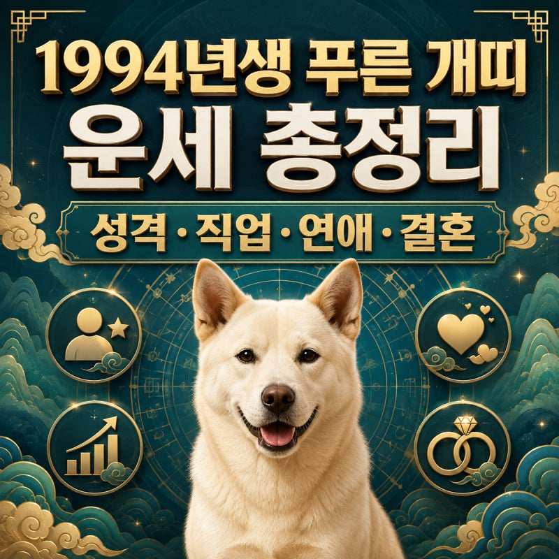 1994년생 푸른 개띠 운세 총정리｜갑술생 성격·직업·연애·결혼운