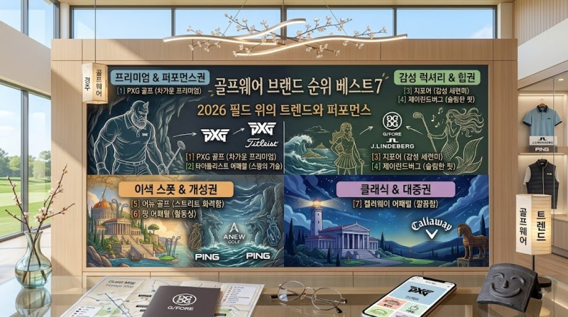 2026 골프웨어 브랜드 순위 베스트 7 (기능성·디자인·계급도 총정리)