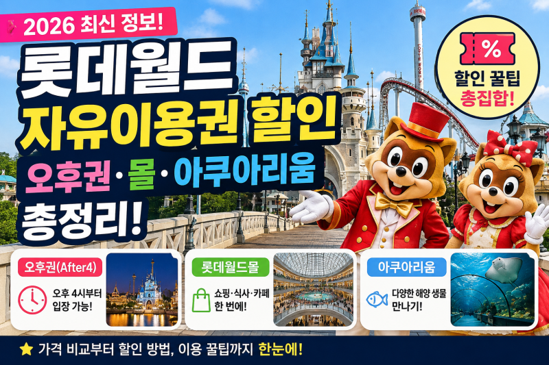 2026 롯데월드 자유이용권 할인 총정리｜오후권·롯데월드몰·아쿠아리움 가격 비교