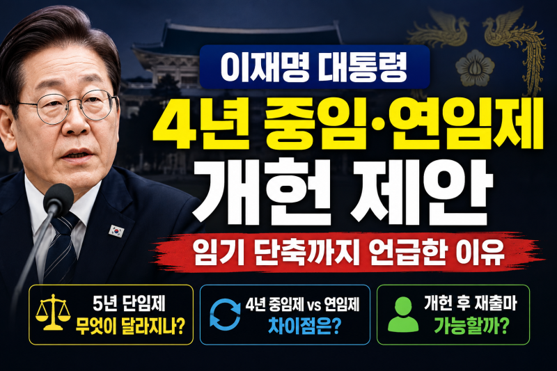 이재명 대통령 4년 중임제 개헌 제안, 임기 단축 발언까지 핵심 정리
