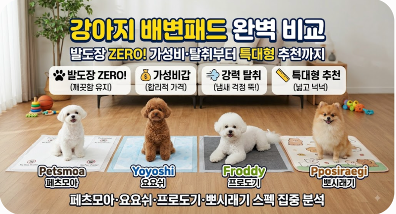 강아지 배변패드 완벽 비교 가이드: 흡수력·가성비부터 다견·대형견 특대형 추천까지