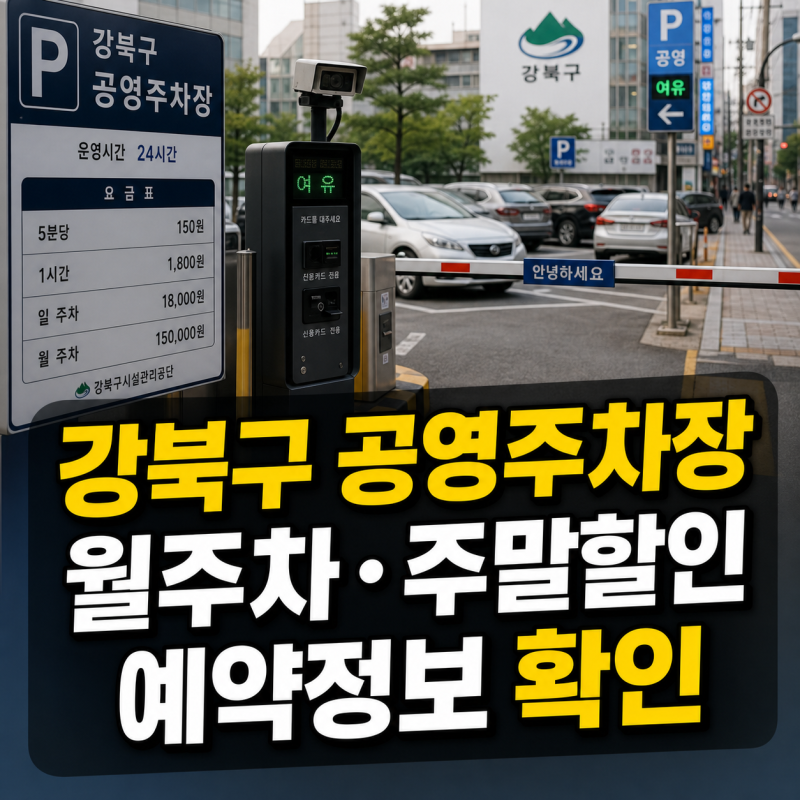 서울 강북구 공영주차장 요금 월주차 주말할인 임산부 다자녀 예약정보