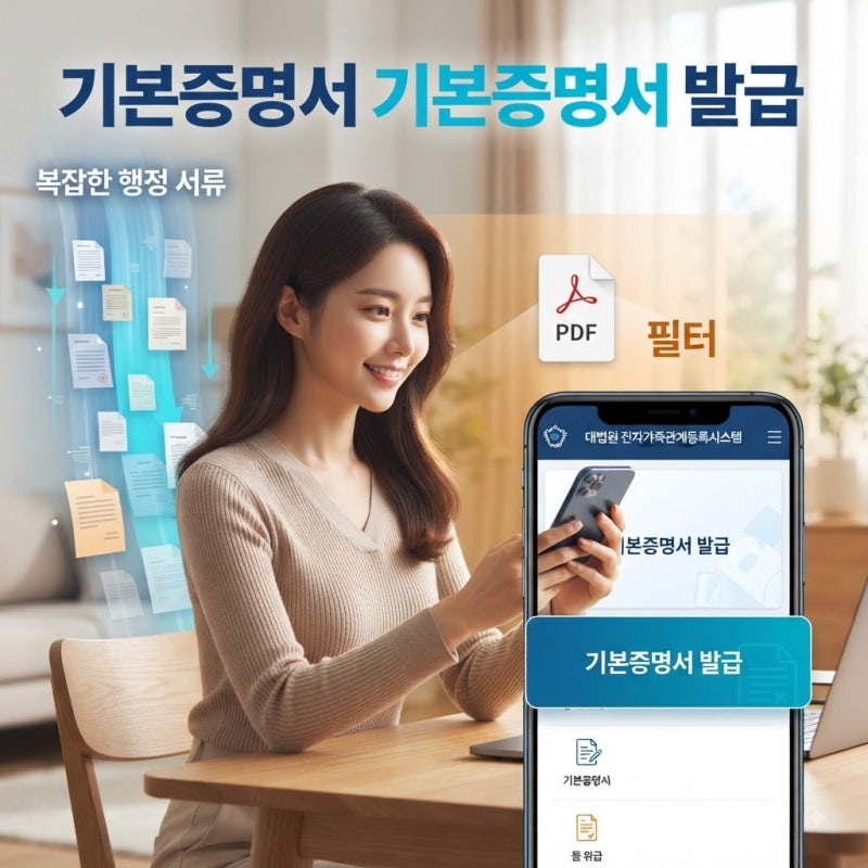 기본증명서 인터넷 발급 방법: 전자가족관계등록시스템 모바일 PDF 저장 1분 컷 (상세·친권·....