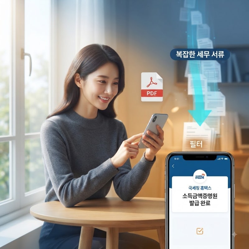 소득금액증명원 발급 방법: 홈택스·정부24 무료 PDF 저장 및 모바일 발급 1분 컷