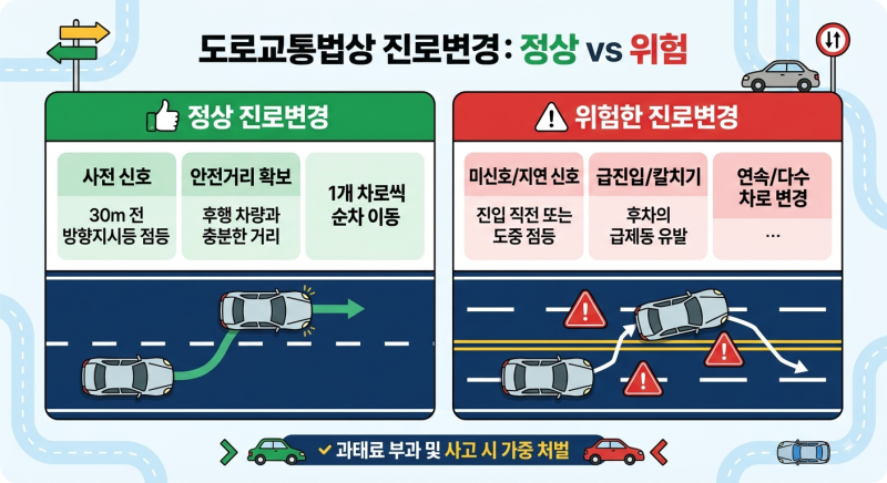 차선 바꾸면 언제 단속될까? 진로변경 위반 단속기준 쉽게 정리