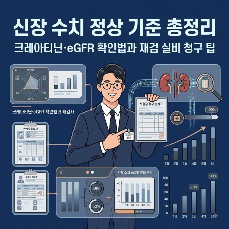 신장 수치 정상 기준 크레아티닌 eGFR 확인법과 재검사 실비 청구 기준