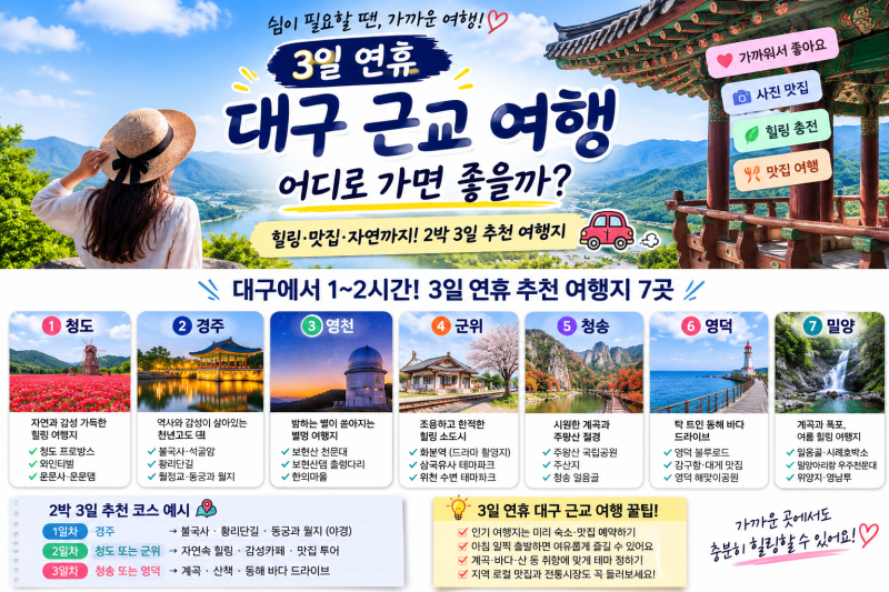 3天連假，大邱近郊旅遊去哪裡好呢？