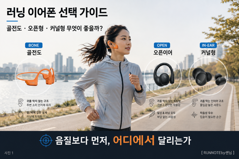 러닝 이어폰 선택 가이드｜골전도·오픈형·커널형 무엇이 좋을까?