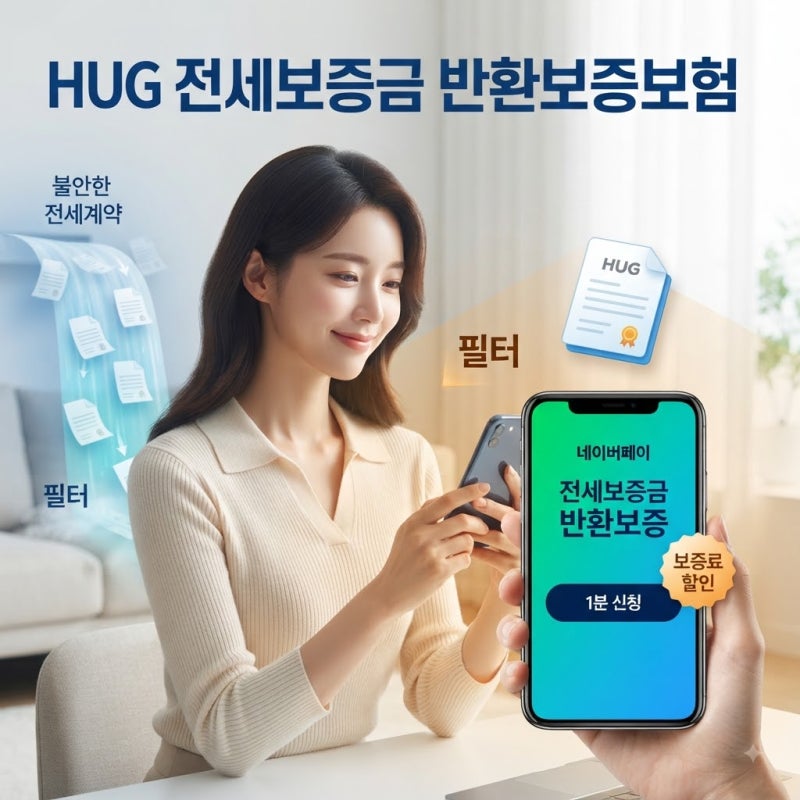 HUG 전세보증금 반환보증보험 가입 조건: 모바일 네이버페이 1분 신청·보증료 할인 꿀팁