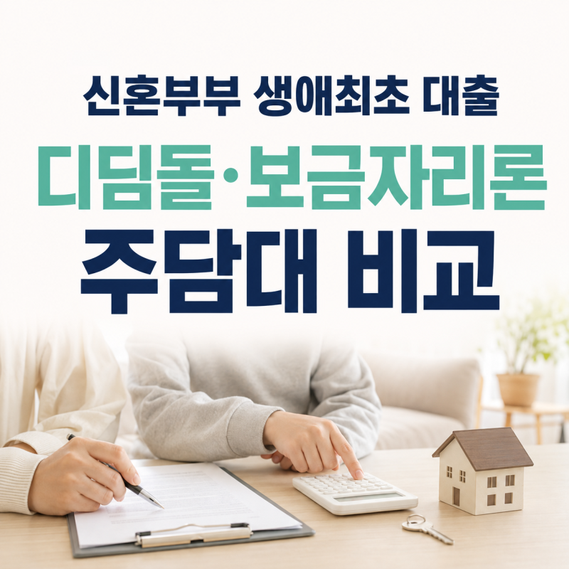 신혼부부 생애최초 대출 조건 총정리｜2026 디딤돌·보금자리론·주담대 비교