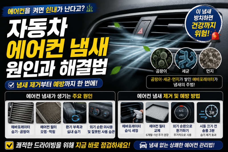 자동차 에어컨 냄새 원인은? 식초·쉰내 나는 이유와 제거방법 총정리