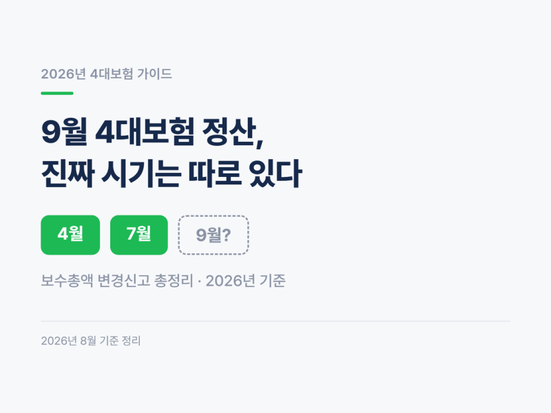 9월 4대보험 정산의 진실, 보수총액 변경신고 총정리(2026년 기준)