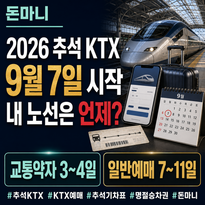 2026 추석 KTX 예매 9월 7일부터, 내 노선은 언제 열릴까?