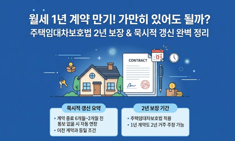 월세 1년 계약 후 자동 연장? 가만히 있어도 살 수 있을까 (주택임대차보호법 2년 보장과 묵시....