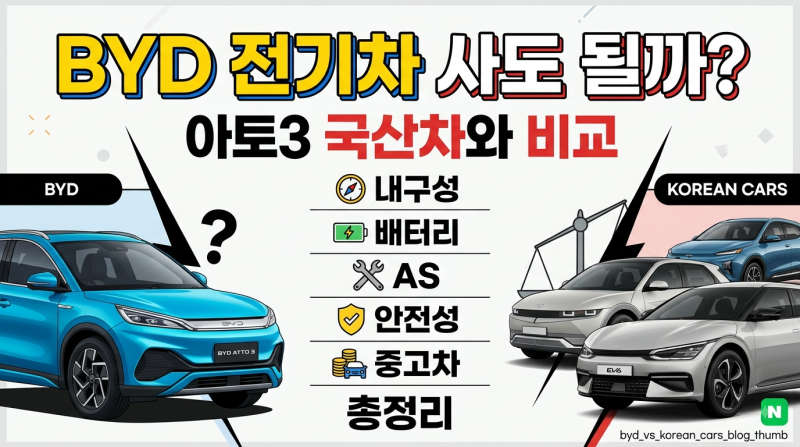 BYD 전기차 사도 될까? 아토3 국산차와 비교｜내구성·배터리·AS·안전성·중고차까지 총정리