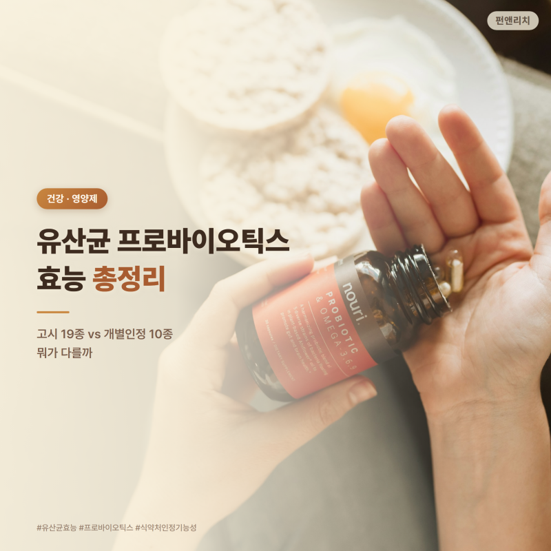 유산균 프로바이오틱스 효능, 고시 19종과 개별인정 10종 차이