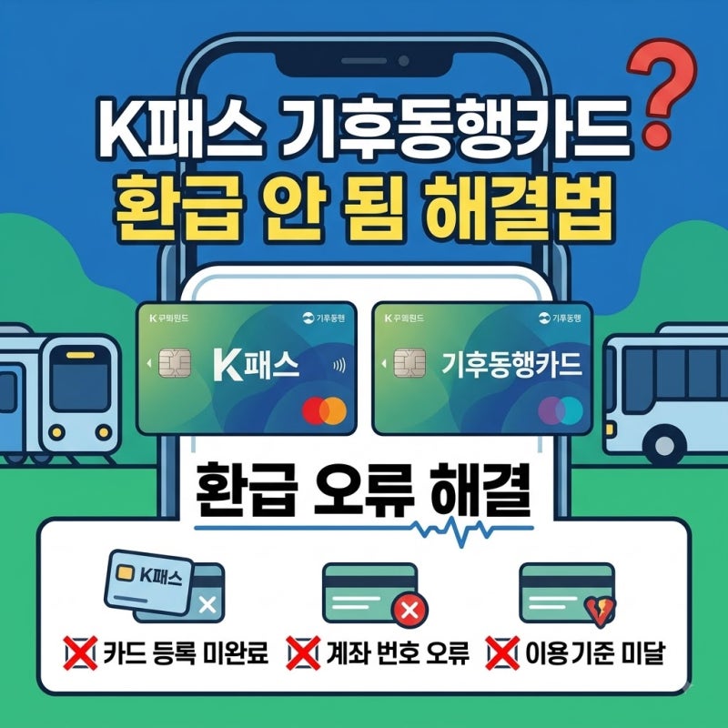 K패스 기후동행카드 환급 안 됨 해결법: 미승인 및 계좌 오류 3가지 체크리스트