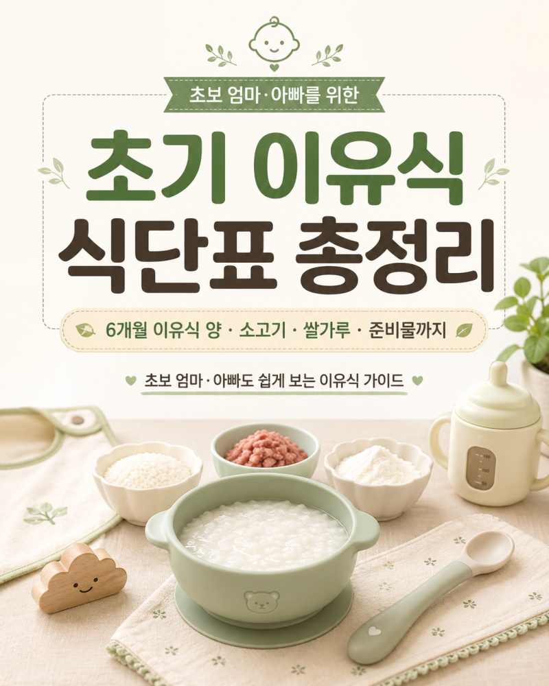 초기 이유식 식단표 총정리｜6개월 이유식 양·소고기·쌀가루·준비물까지