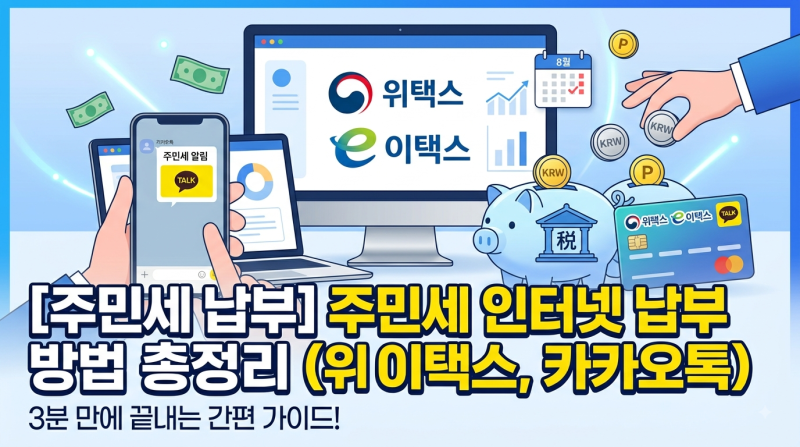 [주민세 납부] 주민세 인터넷 납부 방법 총정리 (위택스, 이택스, 카카오톡)