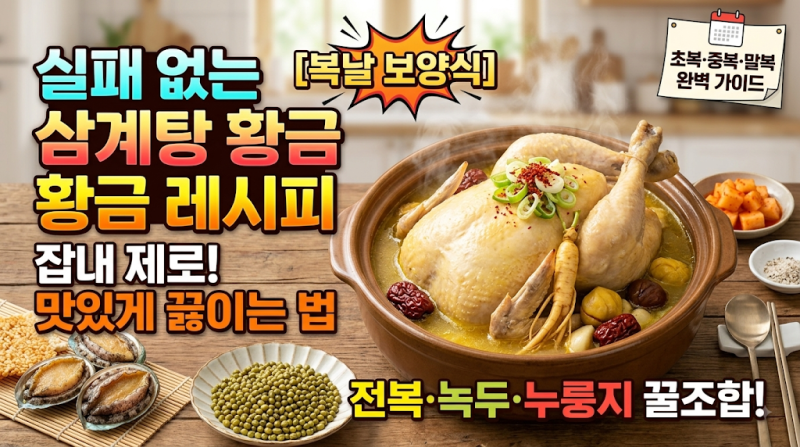 [복날 보양식] 잡내 제로! 실패 없는 삼계탕 맛있게 끓이는 법 & 황금 레시피 총정리 (ft. 전복....