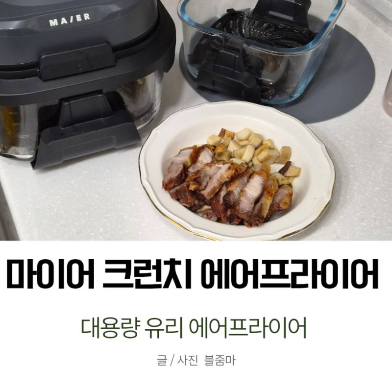 투명 유리 에어프라이어 마이어로 크런치한 요리 만들기