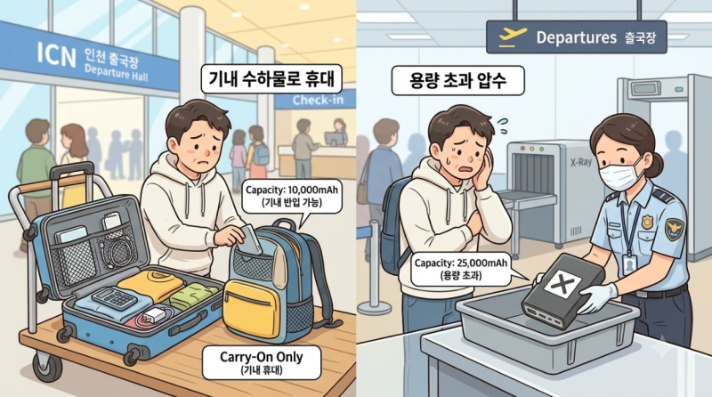 인천공항 기내 수하물 보조배터리 용량 Wh 계산법 및 위탁 수하물 규정 완벽 가이드