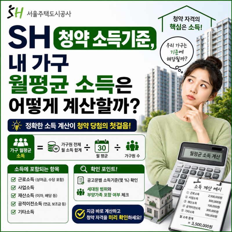SH 청약 소득기준, 내 가구 월평균 소득은 어떻게 계산할까? : 가구원수별 확인부터 자가 진단....