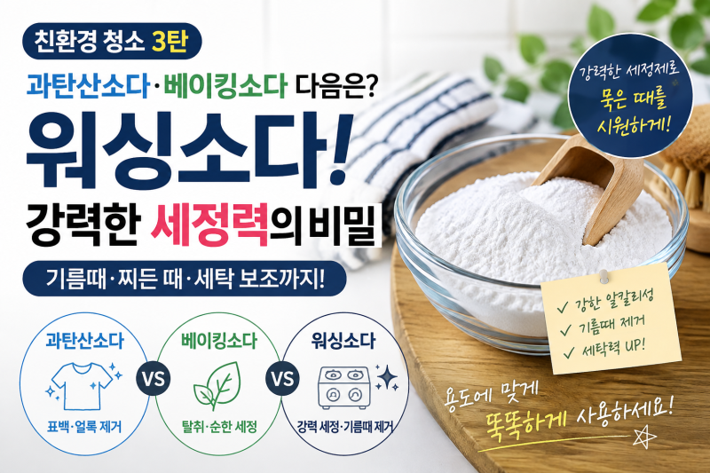 워싱소다 제대로 알기! 기름때·찌든 때에 강력한 세정력 활용법