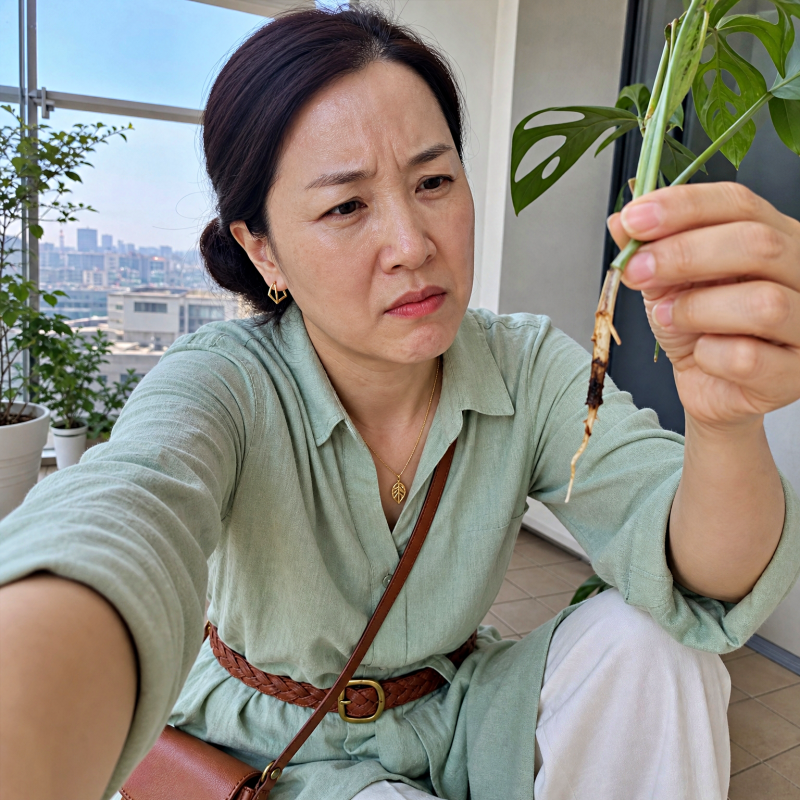 "히메몬스테라 키우기 수경재배가 뭐길래?" 마디 하나 바꿨더니 14일 만에 뿌리가 어마무시하....