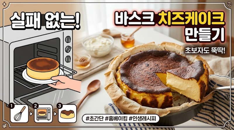 바스크 치즈케이크 만들기, 겉은 진하게 구워지고 속은 촉촉한 홈베이킹 레시피