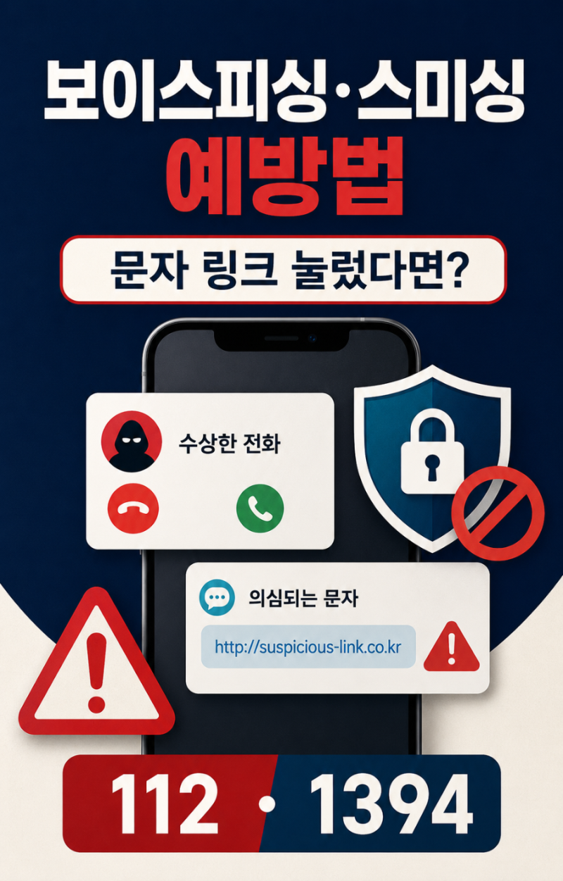 2026 보이스피싱·스미싱 예방법｜문자 링크 눌렀을 때 대처·1394 신고